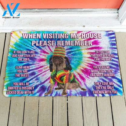 Please Remember Hippie Pug Dog's House Rules Welcome Funny Doormat Warm House Gift Welcome Mat Gift for Friend Family