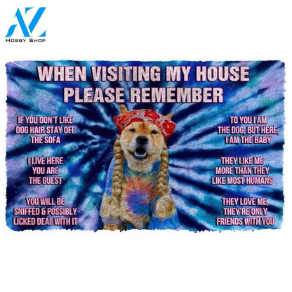 Please Remember Hippie Shiba's House Rules Welcome Funny Doormat Warm House Gift Welcome Mat Gift for Friend Family