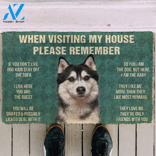 Please Remember HUSKY House Rules Funny Indoor And Outdoor Doormat Warm House Gift Welcome Mat Gift For Dog Lovers