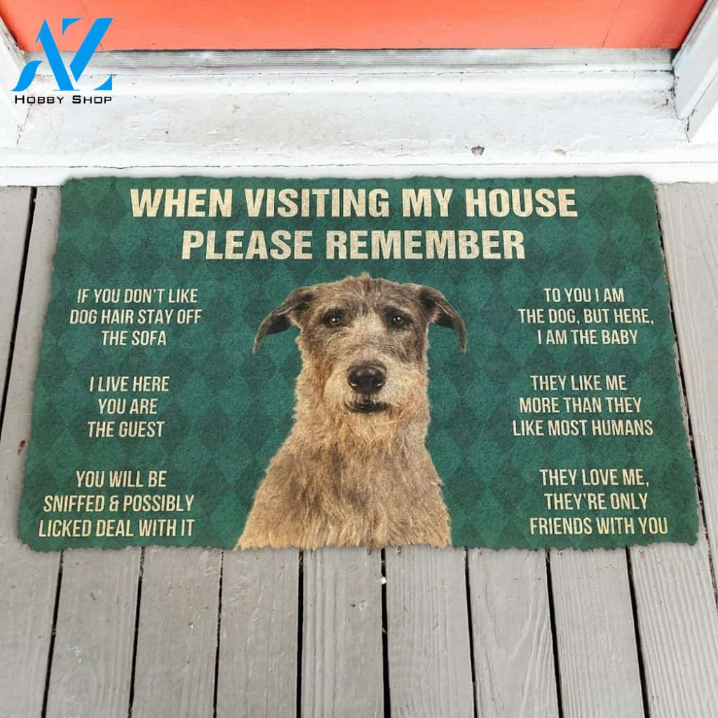 Gearhumans GearHuman 3D Please Remember Irish Wolfhound Dogs House Rules Doormat