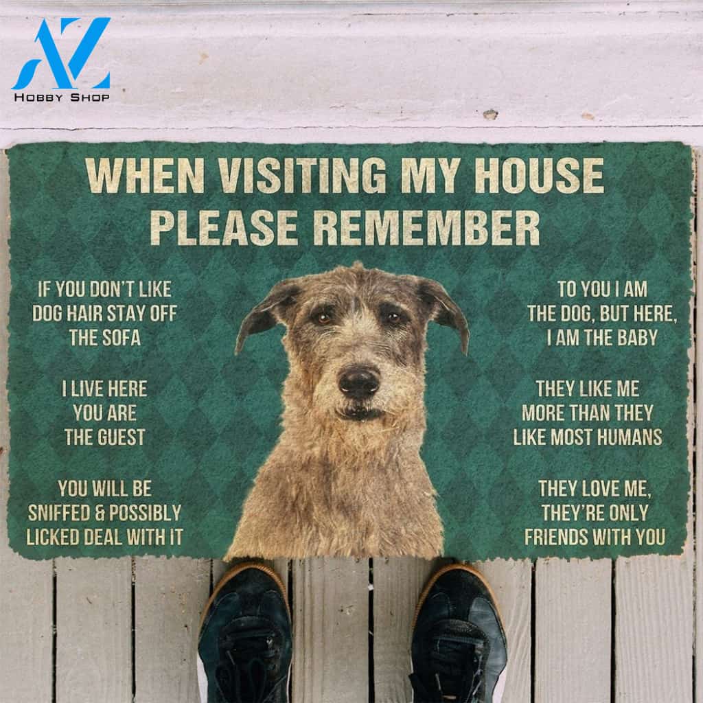 Gearhumans GearHuman 3D Please Remember Irish Wolfhound Dogs House Rules Doormat