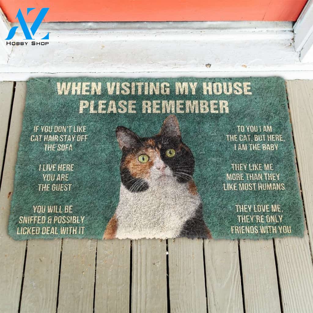 Gearhumans GearHuman 3D Please Remember Japanese Bobtail Cat House Rules Doormat