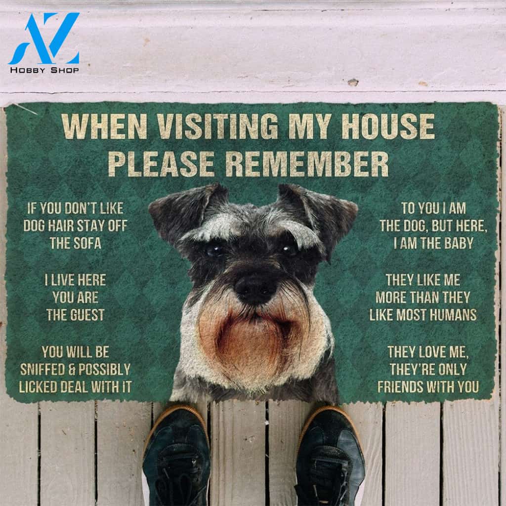 Gearhumans GearHuman 3D Please Remember Miniature Schnauzer Dogs House Rules Doormat