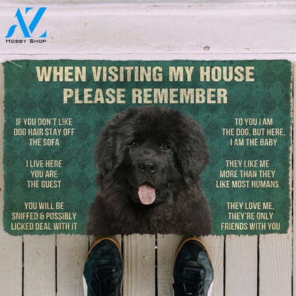 Please Remember NEWFOUNDLAND House Rules Funny Indoor And Outdoor Doormat Warm House Gift Welcome Mat Gift For Dog Lovers