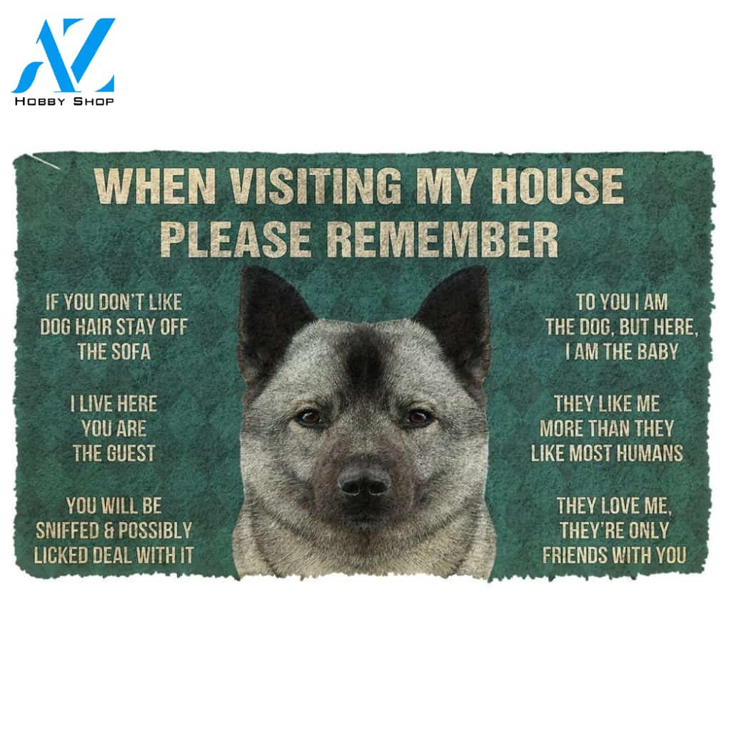 Gearhumans GearHuman 3D Please Remember Norwegian Elkhound Dogs House Rules Doormat