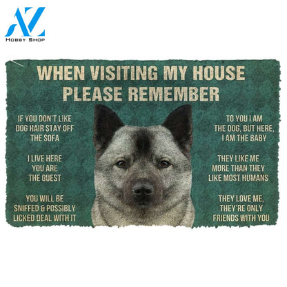 Gearhumans GearHuman 3D Please Remember Norwegian Elkhound Dogs House Rules Doormat