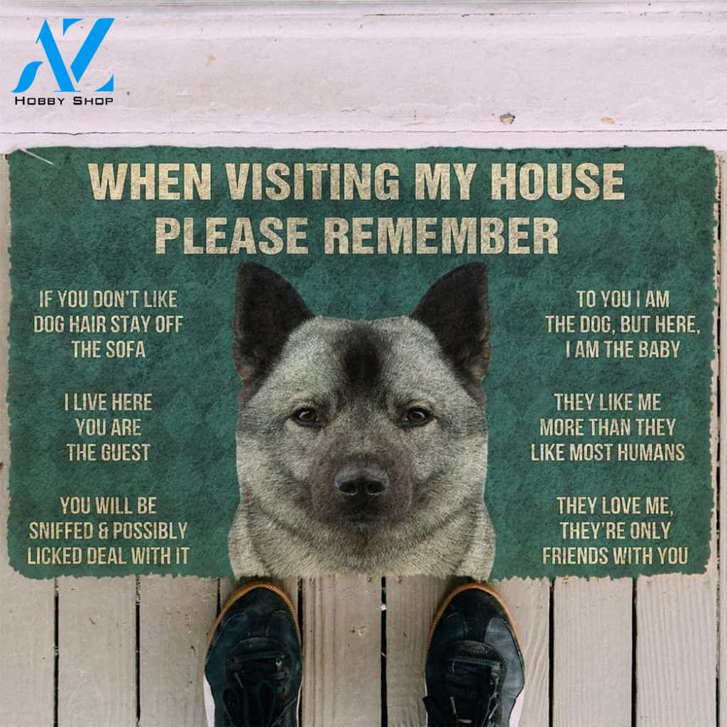 Gearhumans GearHuman 3D Please Remember Norwegian Elkhound Dogs House Rules Doormat