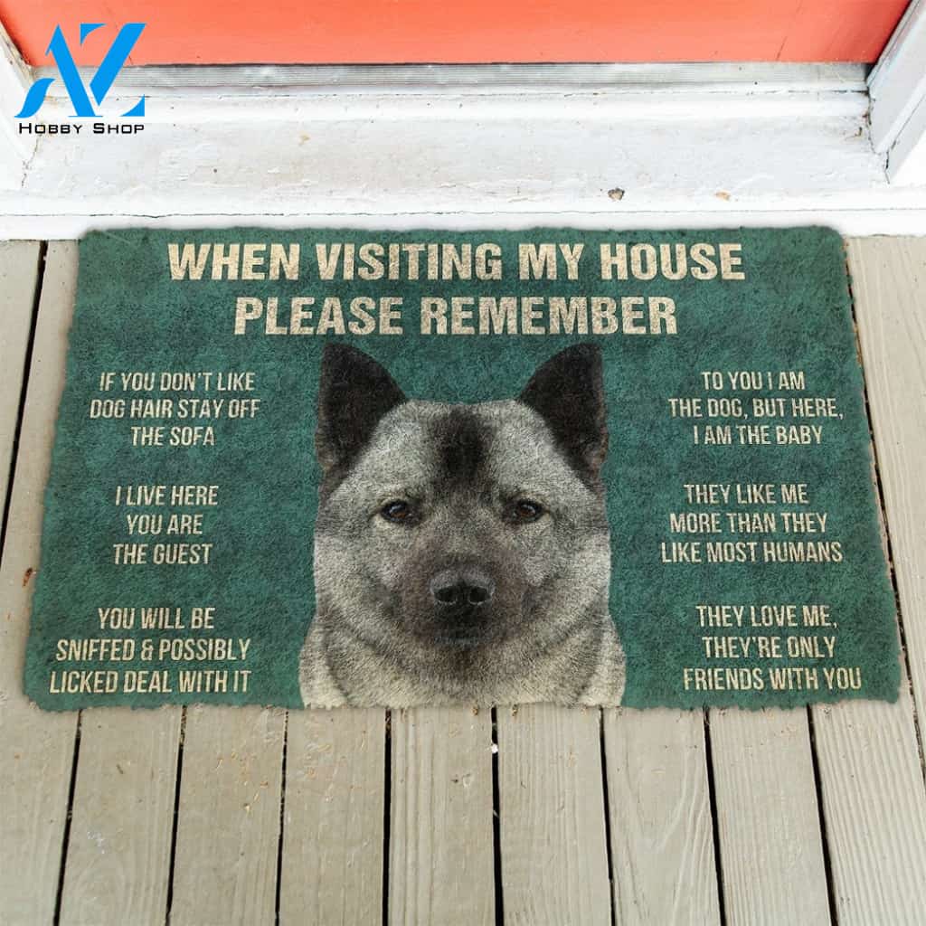 Gearhumans GearHuman 3D Please Remember Norwegian Elkhound Dogs House Rules Doormat