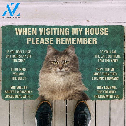 Gearhumans GearHuman 3D Please Remember Norwegian Forest Cat House Rules Doormat