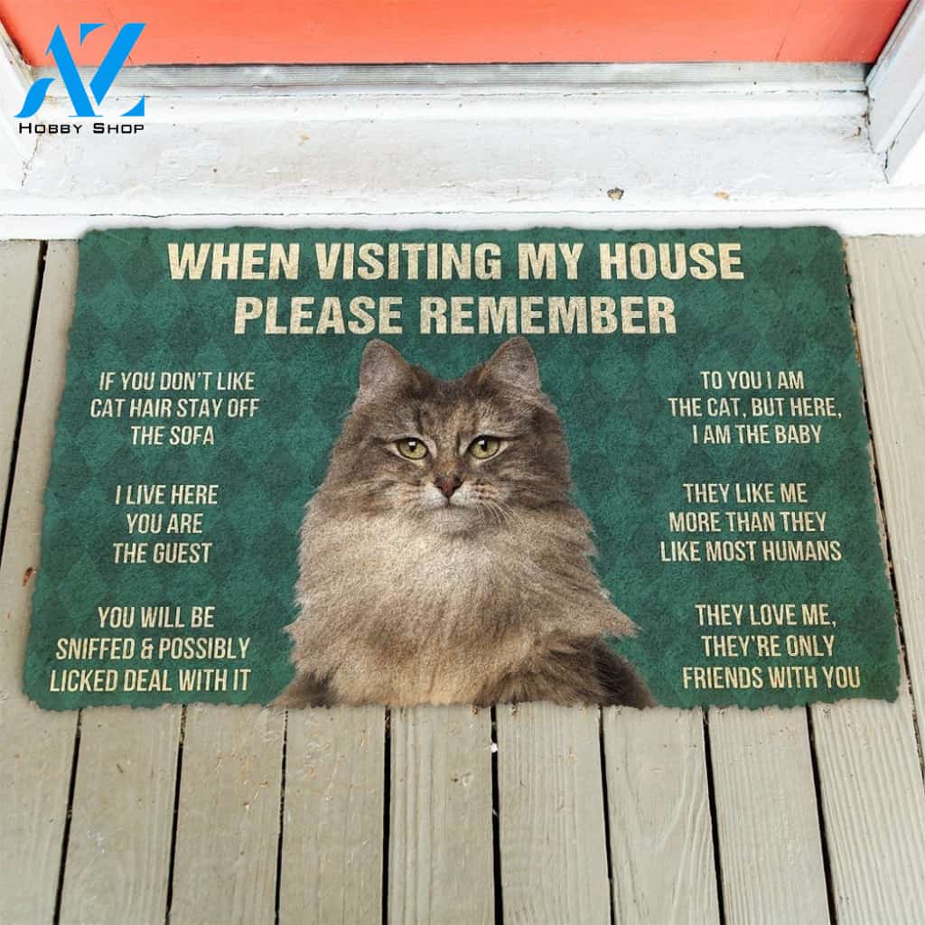 Gearhumans GearHuman 3D Please Remember Norwegian Forest Cat House Rules Doormat