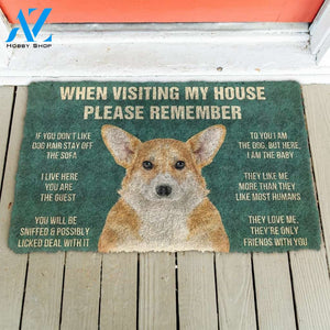 PLEASE REMEMBER PEMBROKE WELSH CORGI DOG'S HOUSE RULES DOORMAT Warm House Gift Welcome Mat Birthday Gift Funny Gift Gift For Corgi Dog Lover