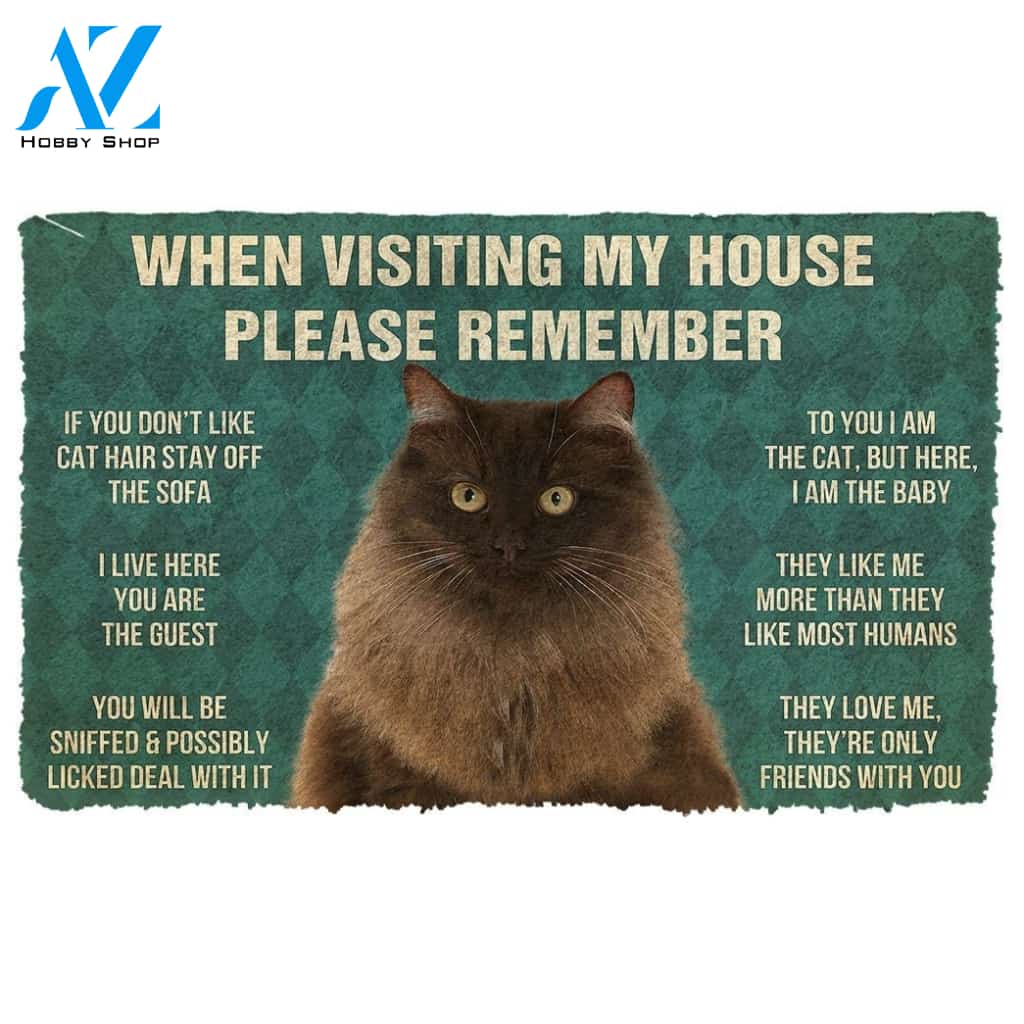 Gearhumans GearHuman 3D Please Remember Persian Cat House Rules Doormat