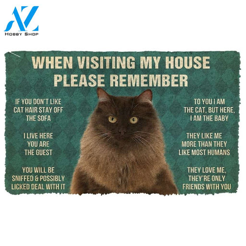 Gearhumans GearHuman 3D Please Remember Persian Cat House Rules Doormat