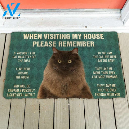 Gearhumans GearHuman 3D Please Remember Persian Cat House Rules Doormat