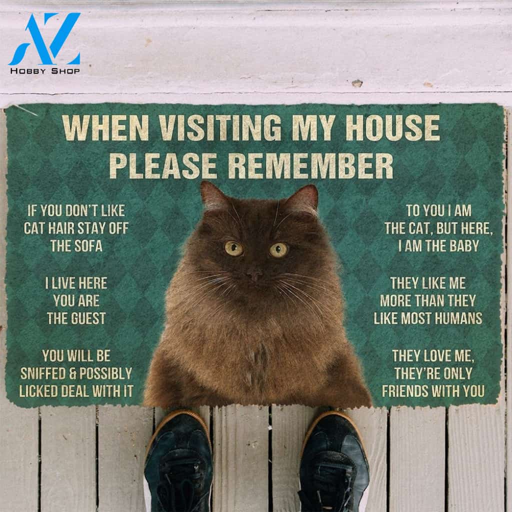Gearhumans GearHuman 3D Please Remember Persian Cat House Rules Doormat