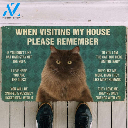 Gearhumans GearHuman 3D Please Remember Persian Cat House Rules Doormat