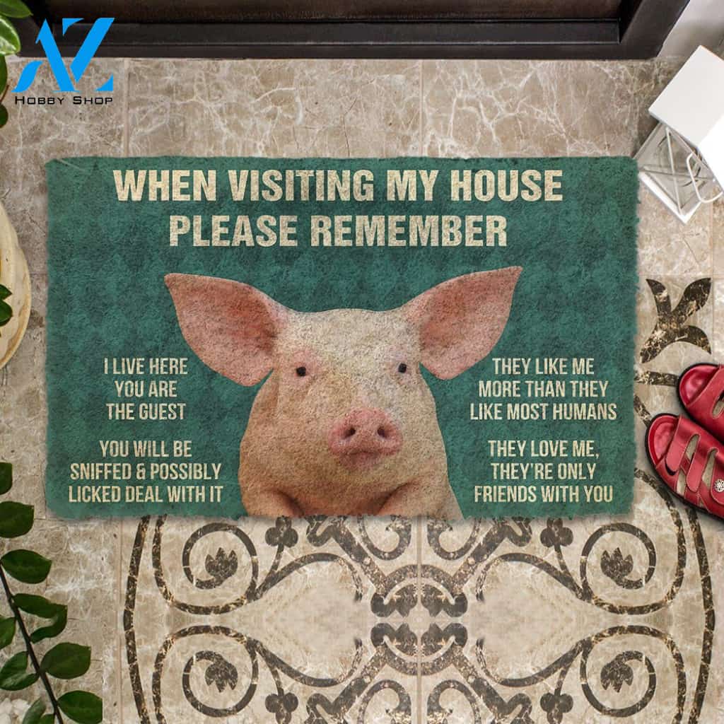 Gearhumans Gearhuman 3D Please Remember Pigs House Rule Custom Doormat