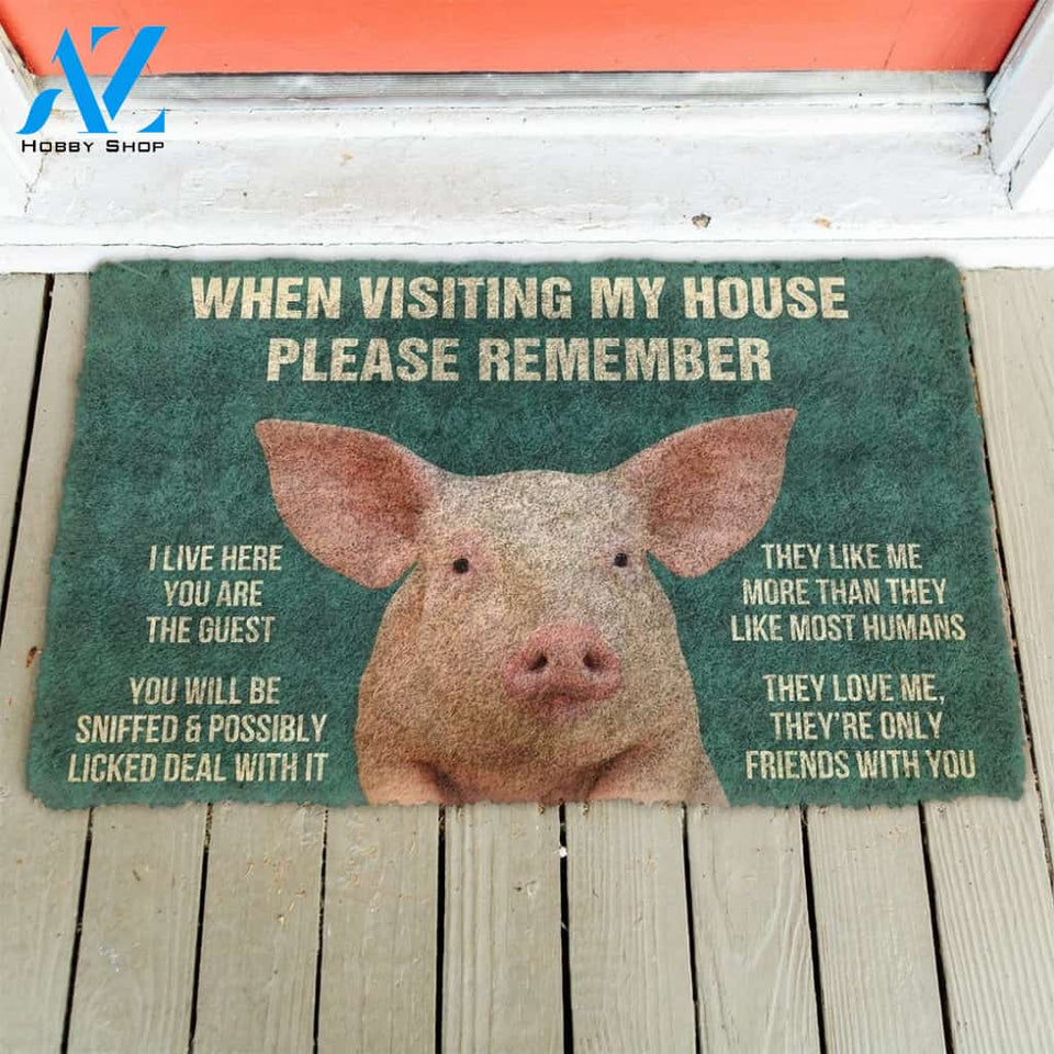 Gearhumans Gearhuman 3D Please Remember Pigs House Rule Custom Doormat