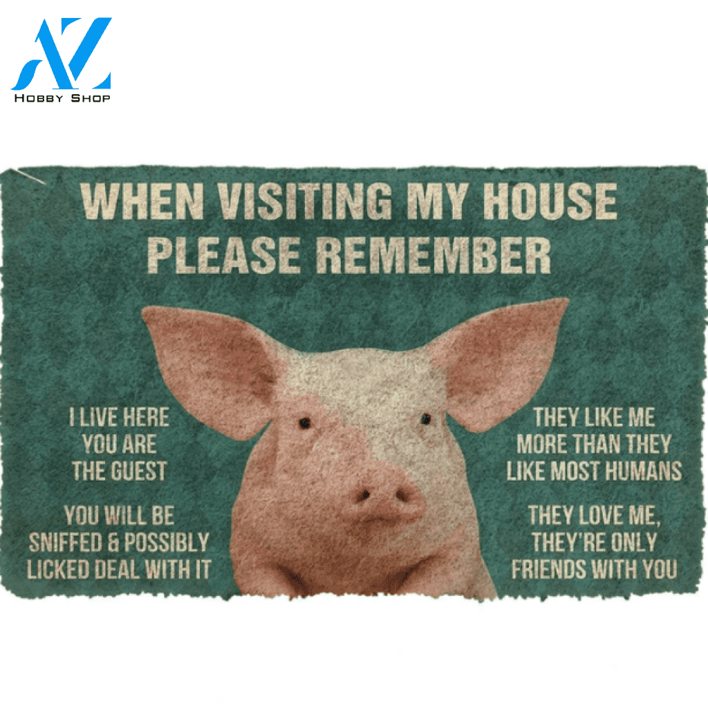 Please Remember Pigs House Rule Funny Indoor And Outdoor Doormat Warm House Gift Welcome Mat Birthday Gift For Pig Lovers