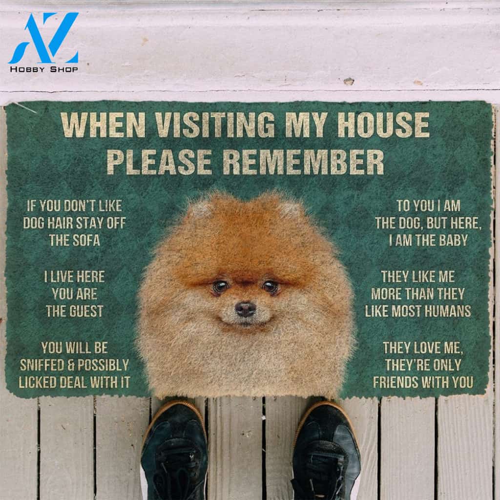 Gearhumans GearHuman 3D Please Remember Pomeranian Dogs House Rules Doormat