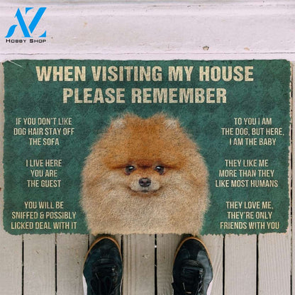 Gearhumans GearHuman 3D Please Remember Pomeranian Dogs House Rules Doormat