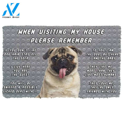 Please Remember Pug Dog's House Rules Doormat Welcome Mat House Warming Gift Home Decor Funny Doormat Gift Idea