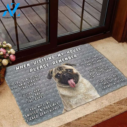 Please Remember Pug Dog's House Rules Doormat Welcome Mat House Warming Gift Home Decor Funny Doormat Gift Idea