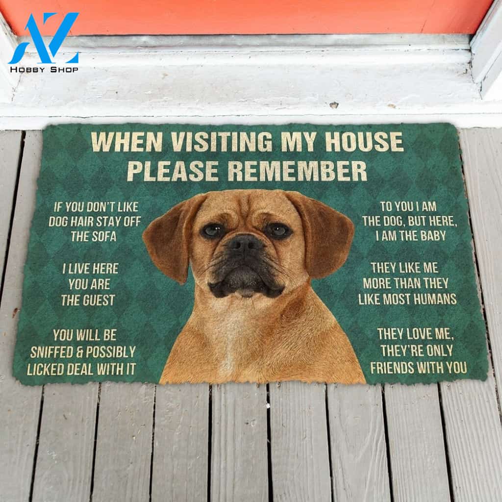 Gearhumans GearHuman 3D Please Remember Puggle Dogs House Rules Doormat