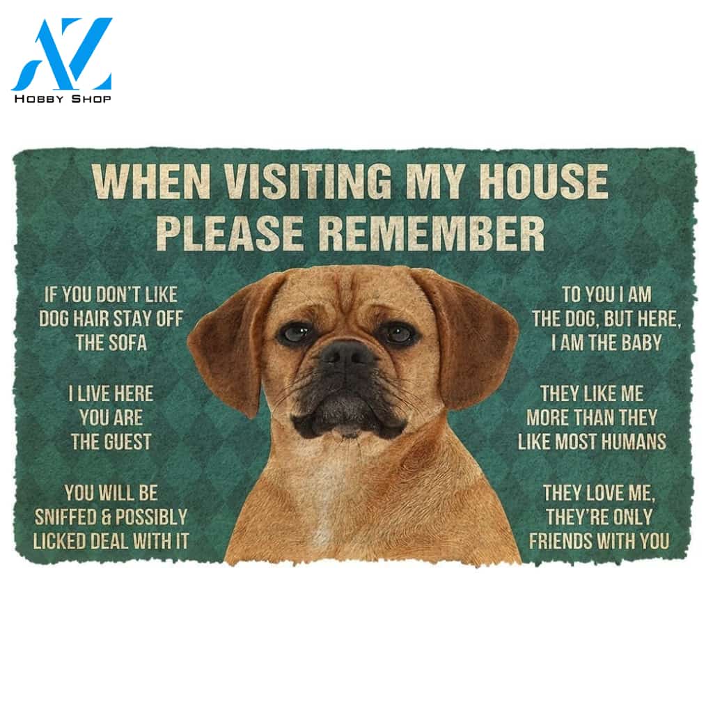 Gearhumans GearHuman 3D Please Remember Puggle Dogs House Rules Doormat
