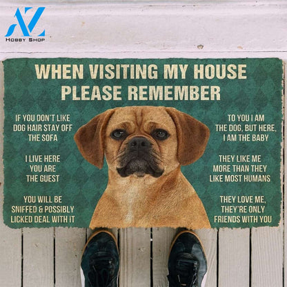Gearhumans GearHuman 3D Please Remember Puggle Dogs House Rules Doormat