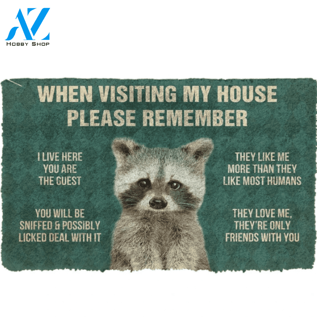Please Remember Raccoons House Rule Funny Indoor And Outdoor Doormat Warm House Gift Welcome Mat Birthday Gift For Raccoon Lovers