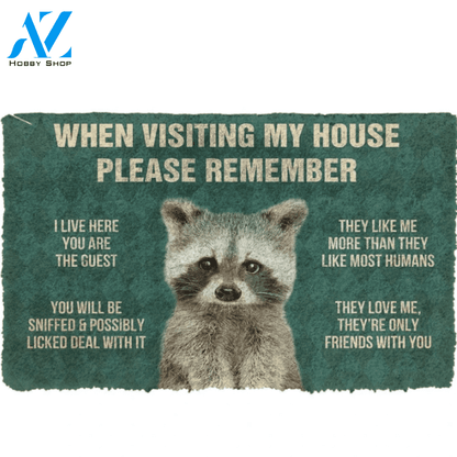 Please Remember Raccoons House Rule Funny Indoor And Outdoor Doormat Warm House Gift Welcome Mat Birthday Gift For Raccoon Lovers