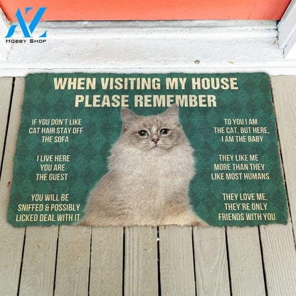 Gearhumans GearHuman 3D Please Remember Ragdoll Cat House Rules Doormat