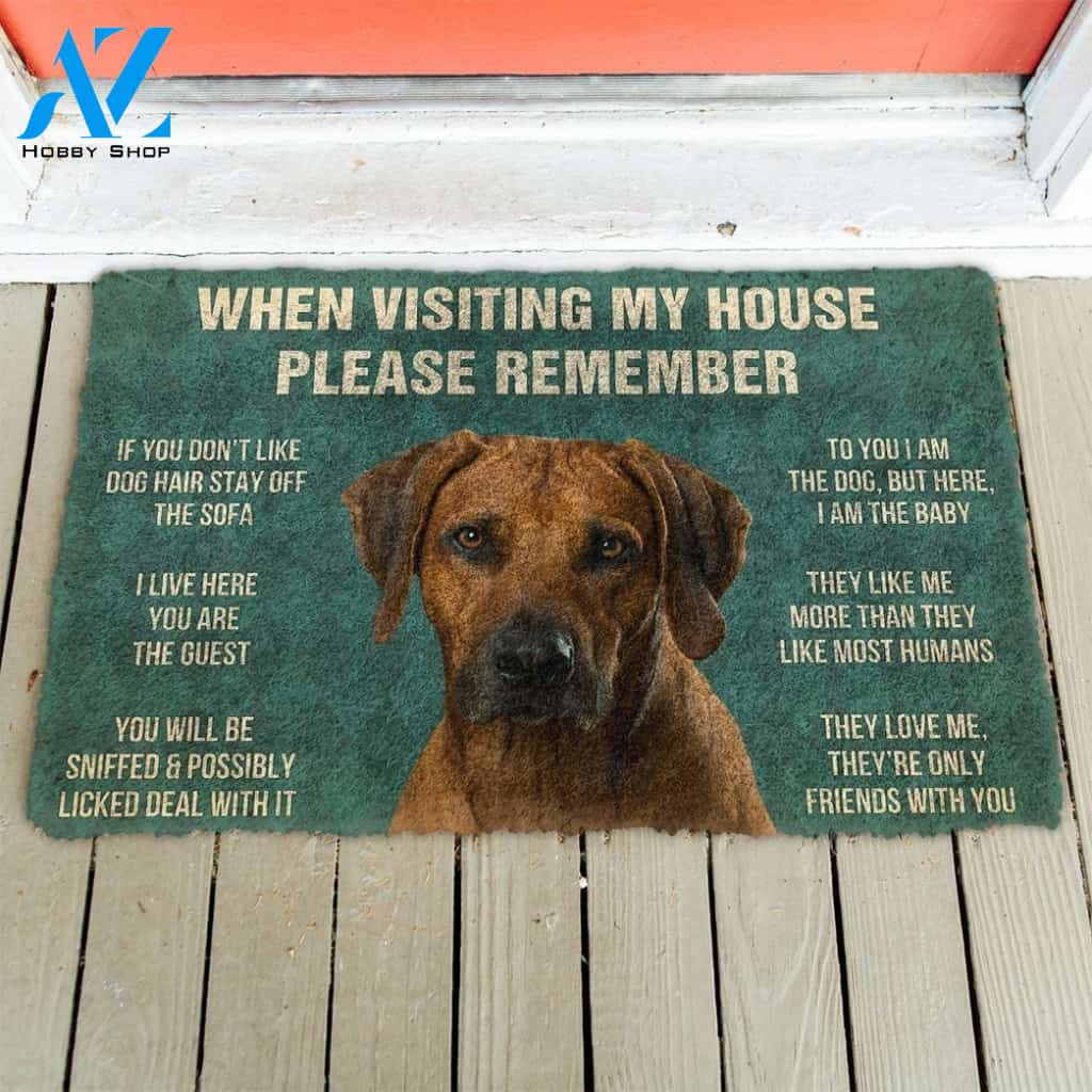 Gearhumans GearHuman 3D Please Remember Rhodesian Ridgeback Dogs House Rules Doormat