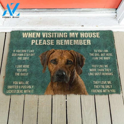 Gearhumans GearHuman 3D Please Remember Rhodesian Ridgeback Dogs House Rules Doormat