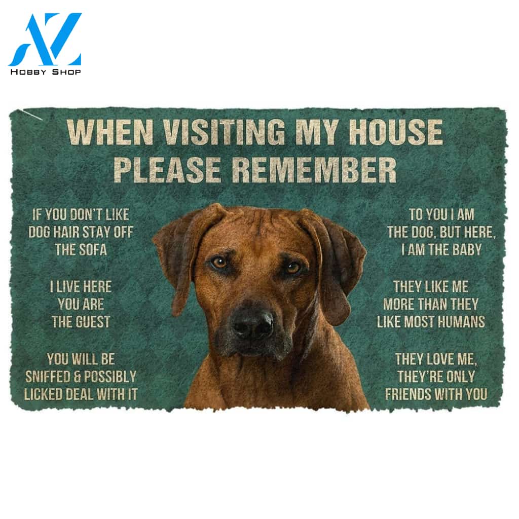 Gearhumans GearHuman 3D Please Remember Rhodesian Ridgeback Dogs House Rules Doormat