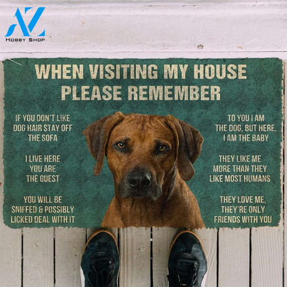 Gearhumans GearHuman 3D Please Remember Rhodesian Ridgeback Dogs House Rules Doormat