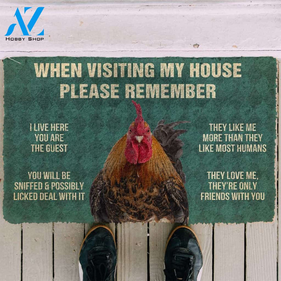 Gearhumans Gearhuman 3D Please Remember Roosters House Rule Custom Doormat