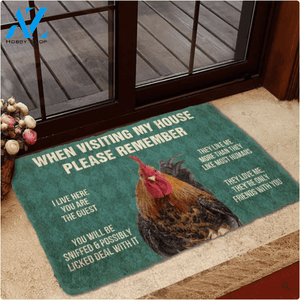 Please Remember Roosters House Rule Funny Indoor And Outdoor Doormat Warm House Gift Welcome Mat Birthday Gift For Rooster Lovers