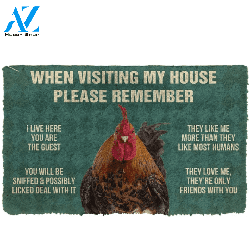 Please Remember Roosters House Rule Funny Indoor And Outdoor Doormat Warm House Gift Welcome Mat Birthday Gift For Rooster Lovers