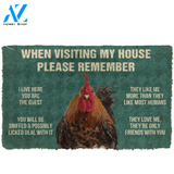 Please Remember Roosters House Rule Funny Indoor And Outdoor Doormat Warm House Gift Welcome Mat Birthday Gift For Rooster Lovers