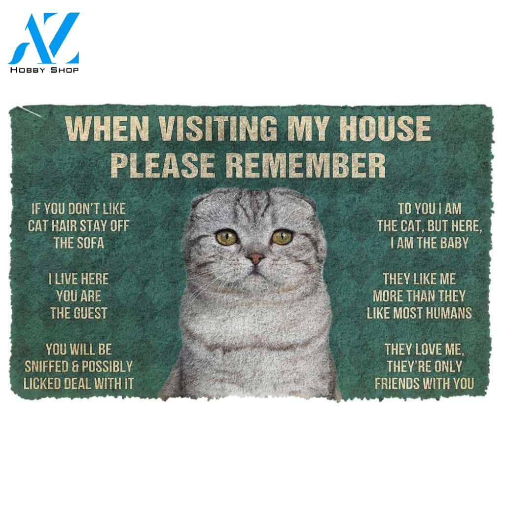 Gearhumans GearHuman 3D Please Remember Scottish Fold Cats House Rules Doormat