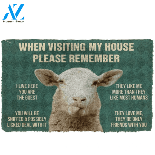 Please Remember Sheeps House Rule Funny Indoor And Outdoor Doormat Warm House Gift Welcome Mat Birthday Gift For Sheep Lovers
