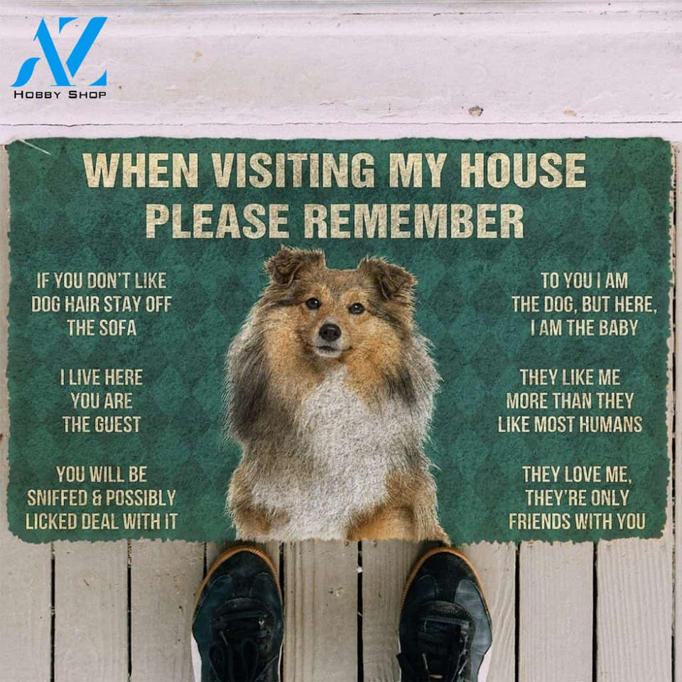 Gearhumans Gearhuman 3D Please Remember Shetland Sheepdog House Rules Custom Doormat