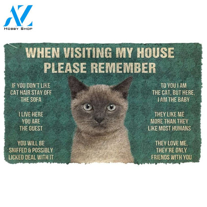 Gearhumans GearHuman 3D Please Remember Siamese Cat House Rules Doormat