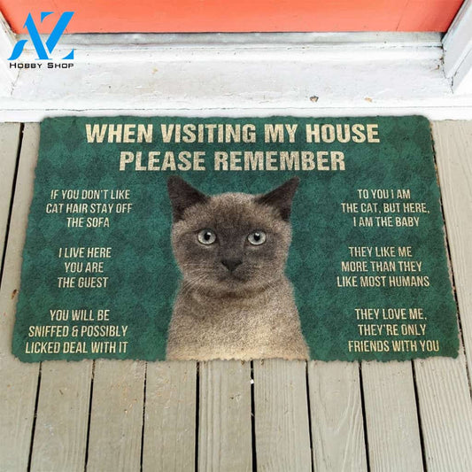 PLEASE REMEMBER SIAMESE CAT HOUSE RULES DOORMAT Warm House Gift Welcome Mat Birthday Gift Funny Gift Gift For SIAMESE CAT Lover