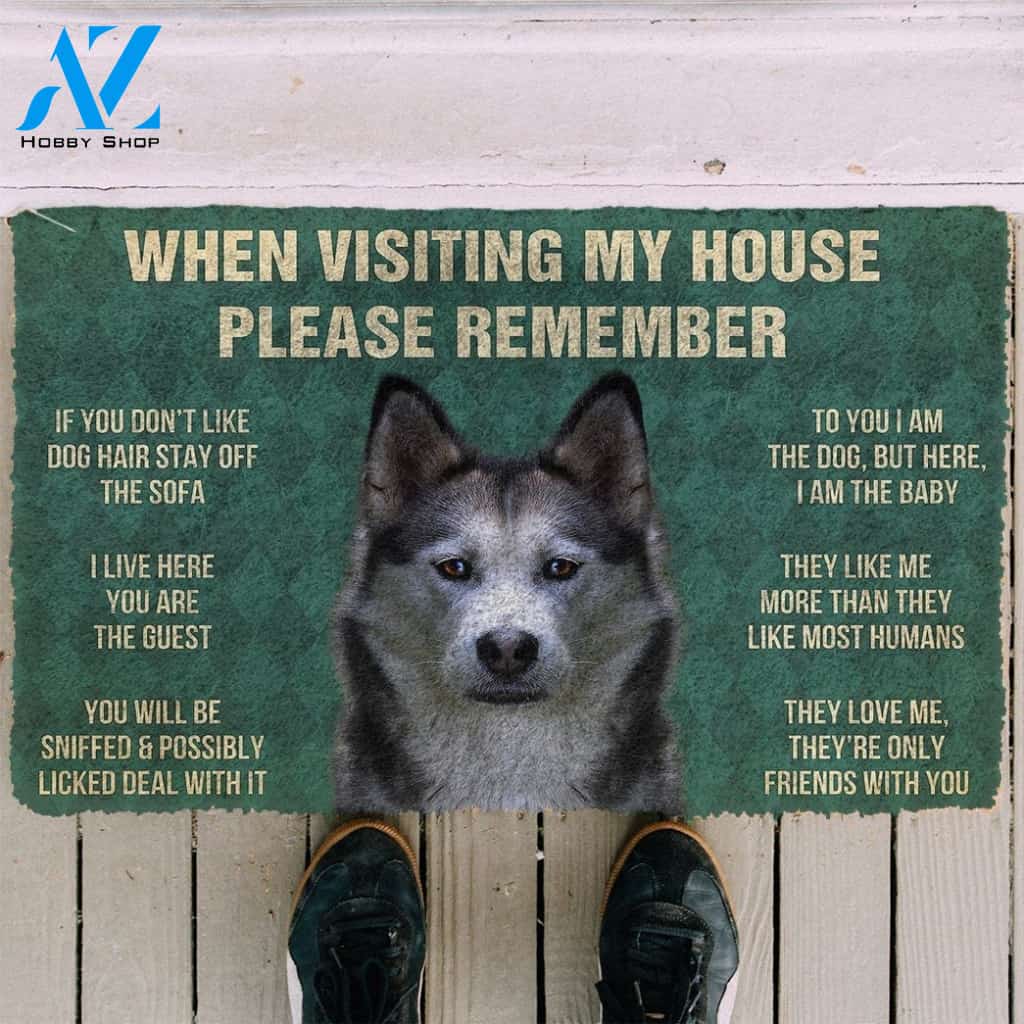 Gearhumans GearHuman 3D Please Remember Siberian Husky Dogs House Rules Doormat