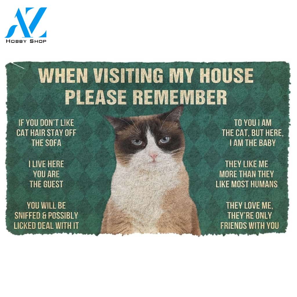 Gearhumans GearHuman 3D Please Remember Snowshoe Cat House Rules Doormat