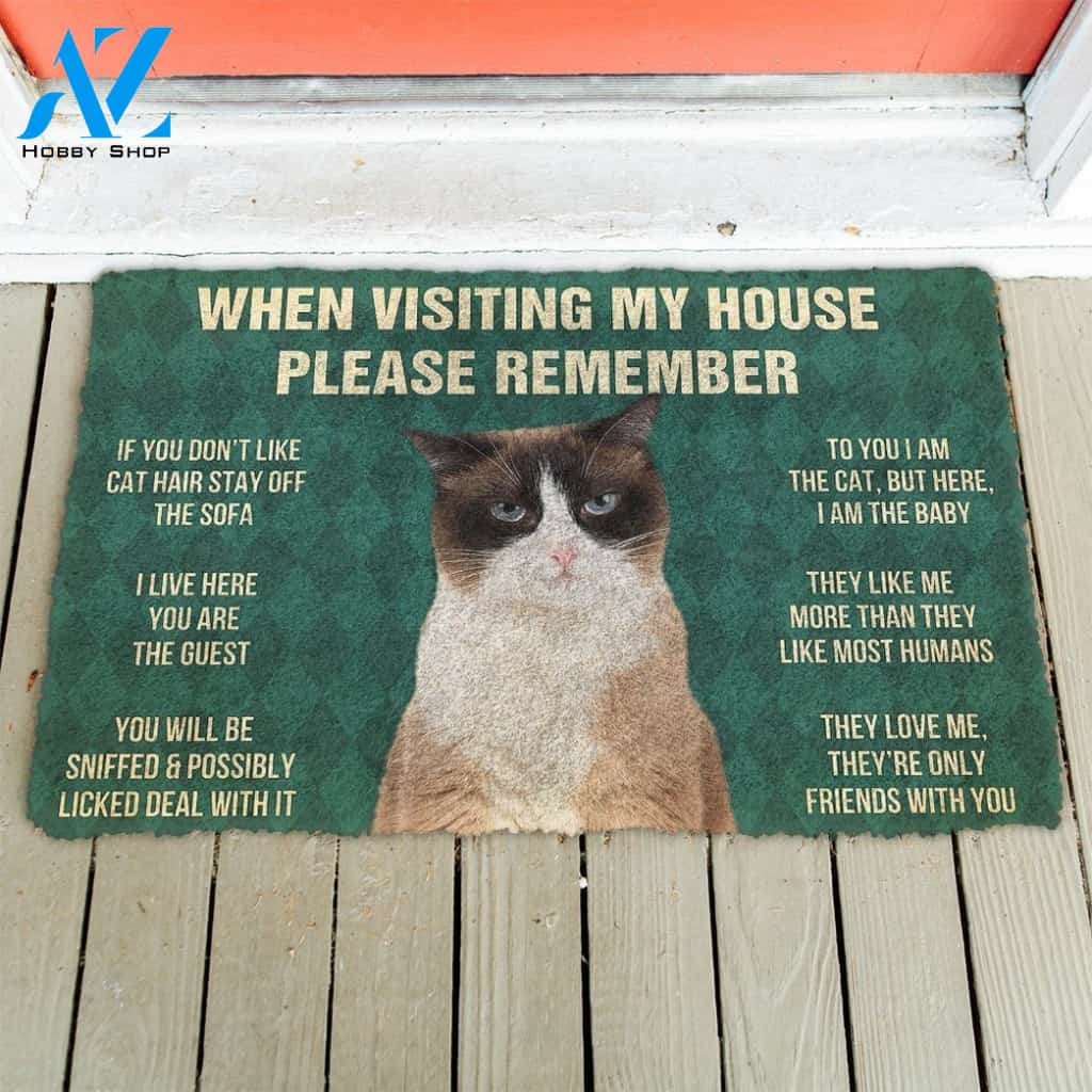 Gearhumans GearHuman 3D Please Remember Snowshoe Cat House Rules Doormat