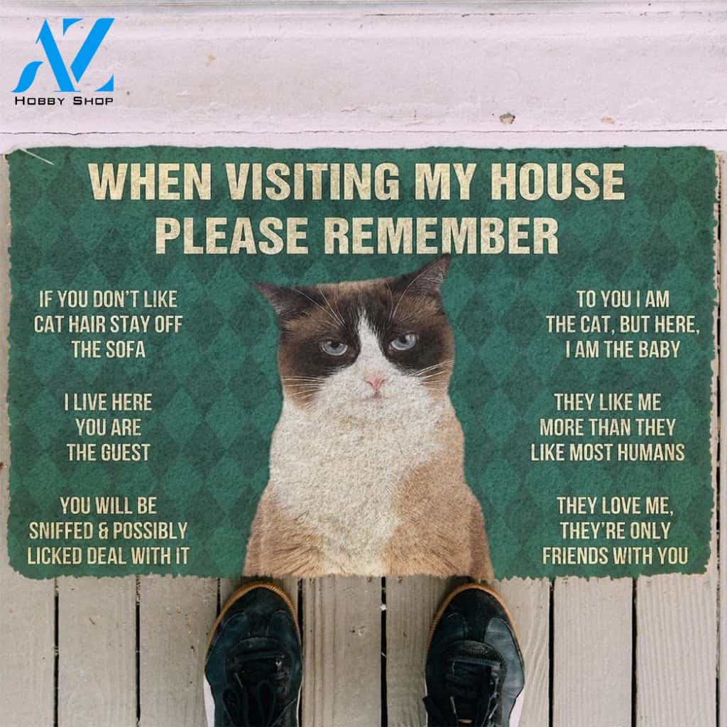 Gearhumans GearHuman 3D Please Remember Snowshoe Cat House Rules Doormat